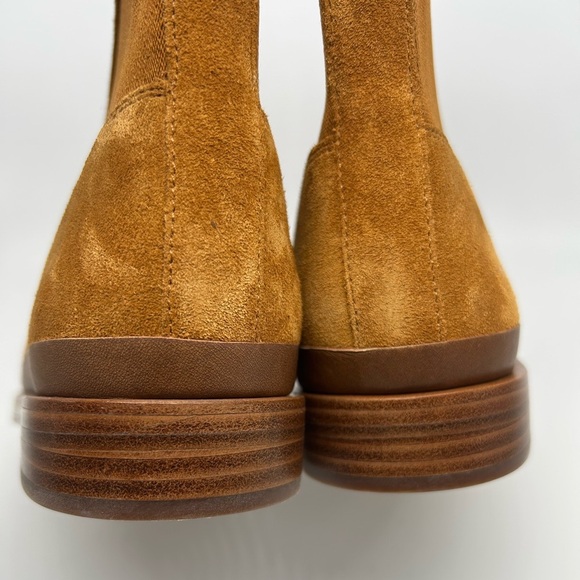 New Vince Cecyl Tan Suede Flat Leather Boots Bootie Size 8.5 - Picture 8 of 13